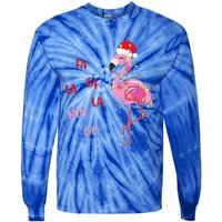 Fa La La Mingo Christmas Flamingo Tree Lights Santa Flamingo Tie-Dye Long Sleeve Shirt