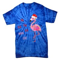 Fa La La Mingo Christmas Flamingo Tree Lights Santa Flamingo Tie-Dye T-Shirt