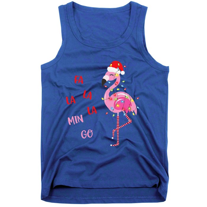 Fa La La Mingo Christmas Flamingo Tree Lights Santa Flamingo Tank Top