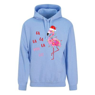 Fa La La Mingo Christmas Flamingo Tree Lights Santa Flamingo Unisex Surf Hoodie