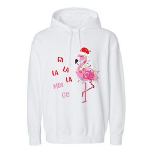 Fa La La Mingo Christmas Flamingo Tree Lights Santa Flamingo Garment-Dyed Fleece Hoodie