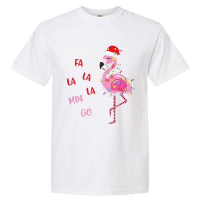 Fa La La Mingo Christmas Flamingo Tree Lights Santa Flamingo Garment-Dyed Heavyweight T-Shirt