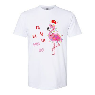 Fa La La Mingo Christmas Flamingo Tree Lights Santa Flamingo Softstyle CVC T-Shirt