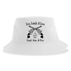 Funny live laugh love  Doesn't work  load aim fire  Sustainable Bucket Hat