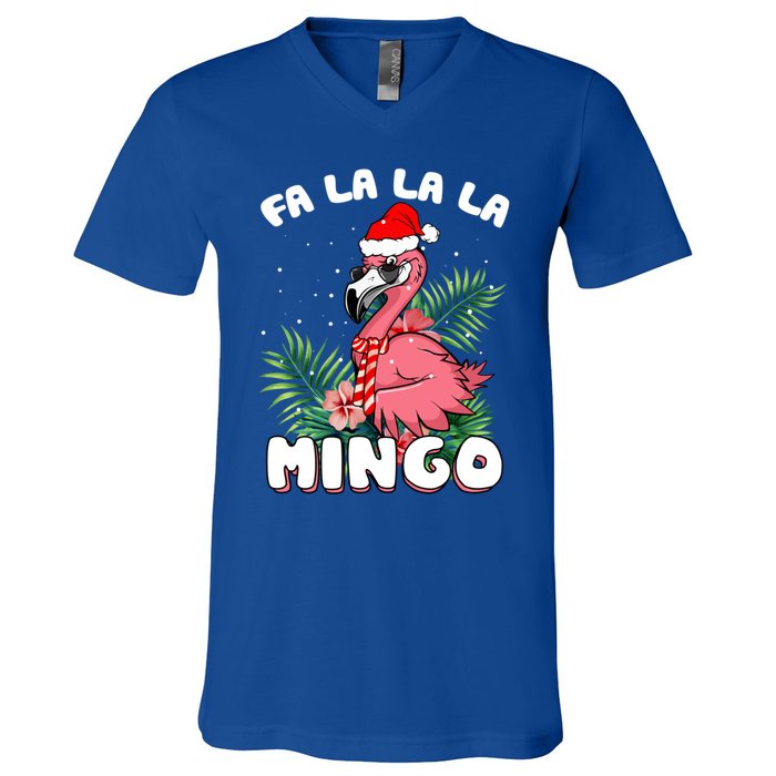 Fa La La La Mingo Santa Flamingos For Christmas Meaningful Gift V-Neck T-Shirt