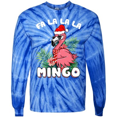 Fa La La La Mingo Santa Flamingos For Christmas Meaningful Gift Tie-Dye Long Sleeve Shirt