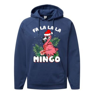 Fa La La La Mingo Santa Flamingos For Christmas Meaningful Gift Performance Fleece Hoodie