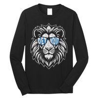 Funny Lion Lovers Wearing Glasses Retro Vintage Style Long Sleeve Shirt