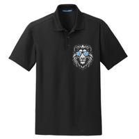 Funny Lion Lovers Wearing Glasses Retro Vintage Style Dry Zone Grid Polo