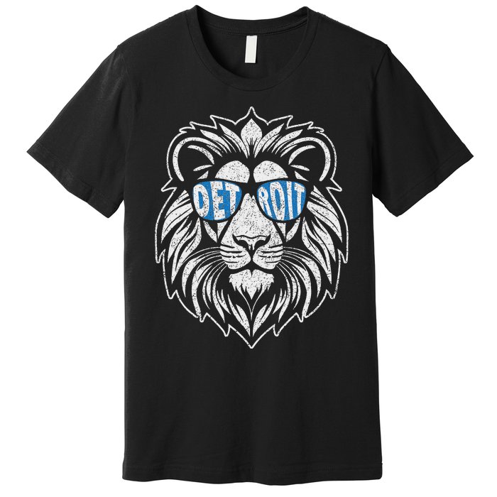 Funny Lion Lovers Wearing Glasses Retro Vintage Style Premium T-Shirt