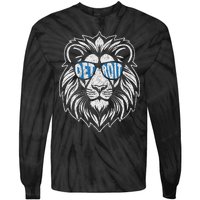 Funny Lion Lovers Wearing Glasses Retro Vintage Style Tie-Dye Long Sleeve Shirt