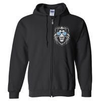 Funny Lion Lovers Wearing Glasses Retro Vintage Style Full Zip Hoodie