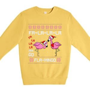 Fa La La Mingo Christmas Pajama Cute Flamingo Ugly XMas Premium Crewneck Sweatshirt