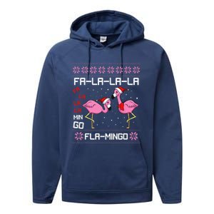 Fa La La Mingo Christmas Pajama Cute Flamingo Ugly XMas Performance Fleece Hoodie