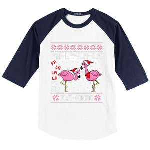 Fa La La Mingo Christmas Pajama Cute Flamingo Ugly XMas Baseball Sleeve Shirt