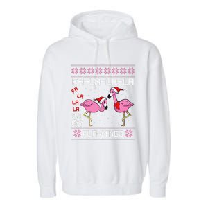 Fa La La Mingo Christmas Pajama Cute Flamingo Ugly XMas Garment-Dyed Fleece Hoodie