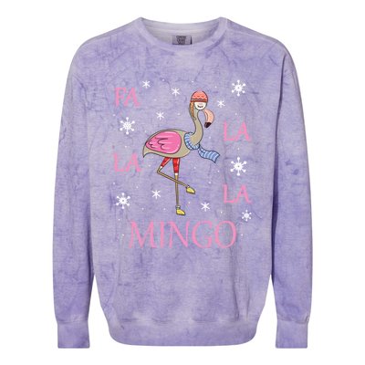 Fa La La La Mingo Xmas Holiday Santa Flamingo Christmas Gift Colorblast Crewneck Sweatshirt