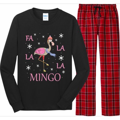 Fa La La La Mingo Xmas Holiday Santa Flamingo Christmas Gift Long Sleeve Pajama Set