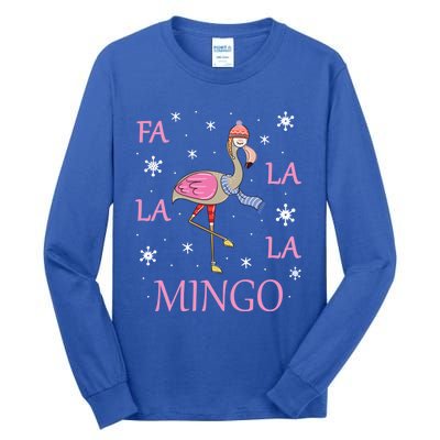 Fa La La La Mingo Xmas Holiday Santa Flamingo Christmas Gift Tall Long Sleeve T-Shirt