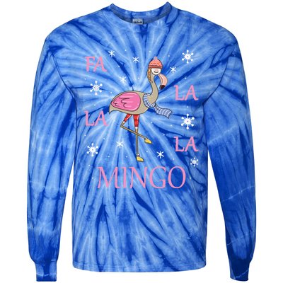 Fa La La La Mingo Xmas Holiday Santa Flamingo Christmas Gift Tie-Dye Long Sleeve Shirt