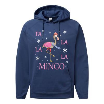 Fa La La La Mingo Xmas Holiday Santa Flamingo Christmas Gift Performance Fleece Hoodie