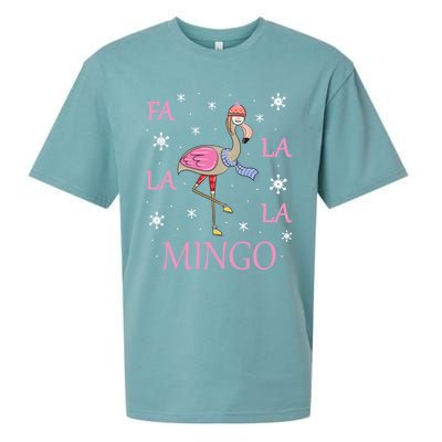 Fa La La La Mingo Xmas Holiday Santa Flamingo Christmas Gift Sueded Cloud Jersey T-Shirt