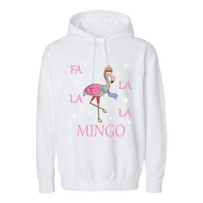 Fa La La La Mingo Xmas Holiday Santa Flamingo Christmas Gift Garment-Dyed Fleece Hoodie