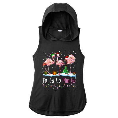 Fa La La La Mingo Flamingo Christmas  Xmas Ladies PosiCharge Tri-Blend Wicking Draft Hoodie Tank