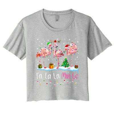 Fa La La La Mingo Flamingo Christmas  Xmas Women's Crop Top Tee