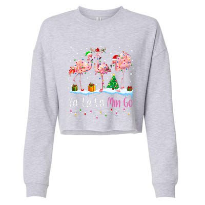 Fa La La La Mingo Flamingo Christmas  Xmas Cropped Pullover Crew