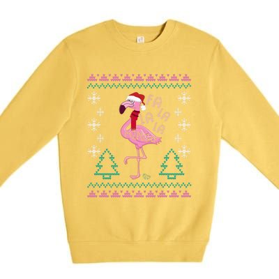 Fa La La Mingo Christmas Sweater Style Flamingo Gift Premium Crewneck Sweatshirt