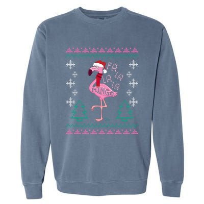 Fa La La Mingo Christmas Sweater Style Flamingo Gift Garment-Dyed Sweatshirt