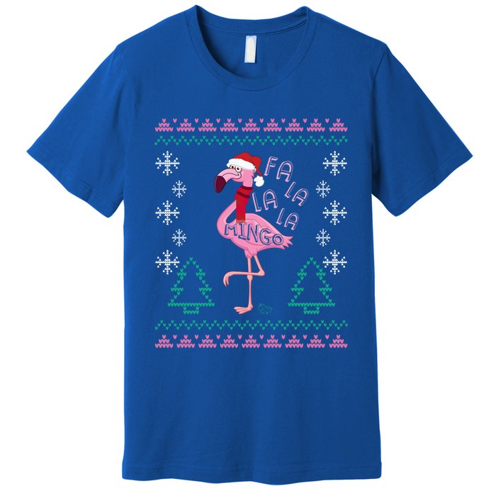 Fa La La Mingo Christmas Sweater Style Flamingo Gift Premium T-Shirt