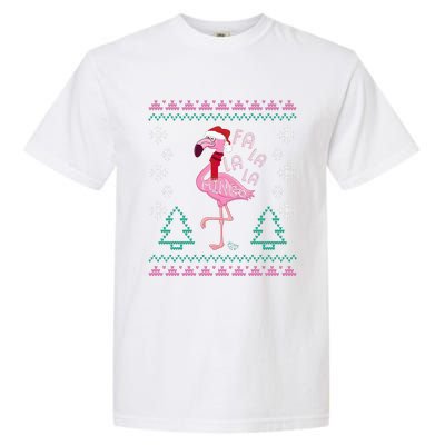 Fa La La Mingo Christmas Sweater Style Flamingo Gift Garment-Dyed Heavyweight T-Shirt