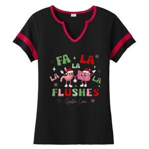 Fa La La La Flushes Gastro Crew Christmas Gi Nurse Ladies Halftime Notch Neck Tee