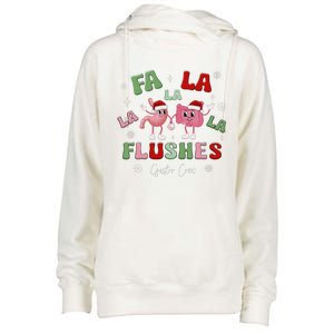 Fa La La La Flushes Gastro Crew Christmas Gi Nurse Womens Funnel Neck Pullover Hood