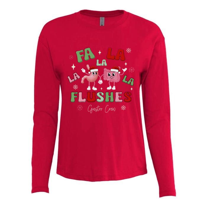 Fa La La La Flushes Gastro Crew Christmas Gi Nurse Womens Cotton Relaxed Long Sleeve T-Shirt