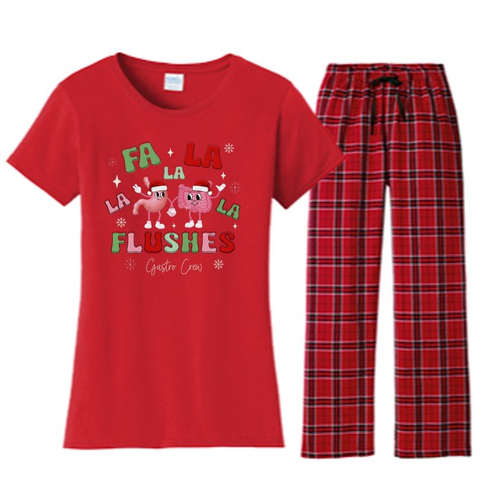 Fa La La La Flushes Gastro Crew Christmas Gi Nurse Women's Flannel Pajama Set