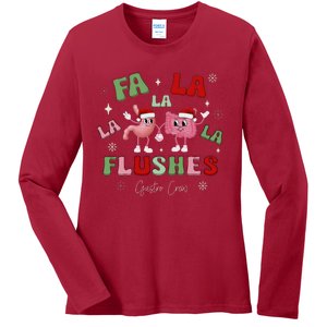 Fa La La La Flushes Gastro Crew Christmas Gi Nurse Ladies Long Sleeve Shirt