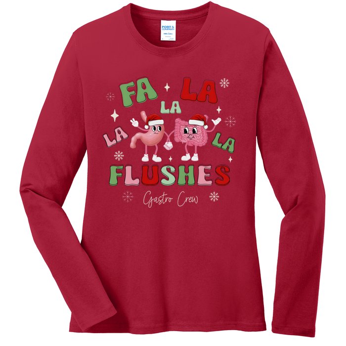 Fa La La La Flushes Gastro Crew Christmas Gi Nurse Ladies Long Sleeve Shirt