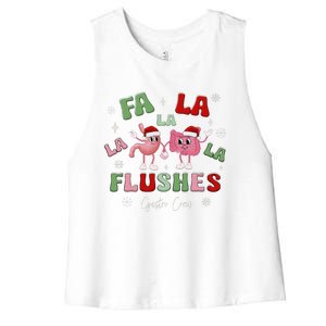 Fa La La La Flushes Gastro Crew Christmas Gi Nurse Women's Racerback Cropped Tank