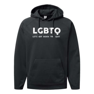 Funny LGBTQ Let's Get Biden To Quit Parody Design 2021 Performance Fleece Hoodie