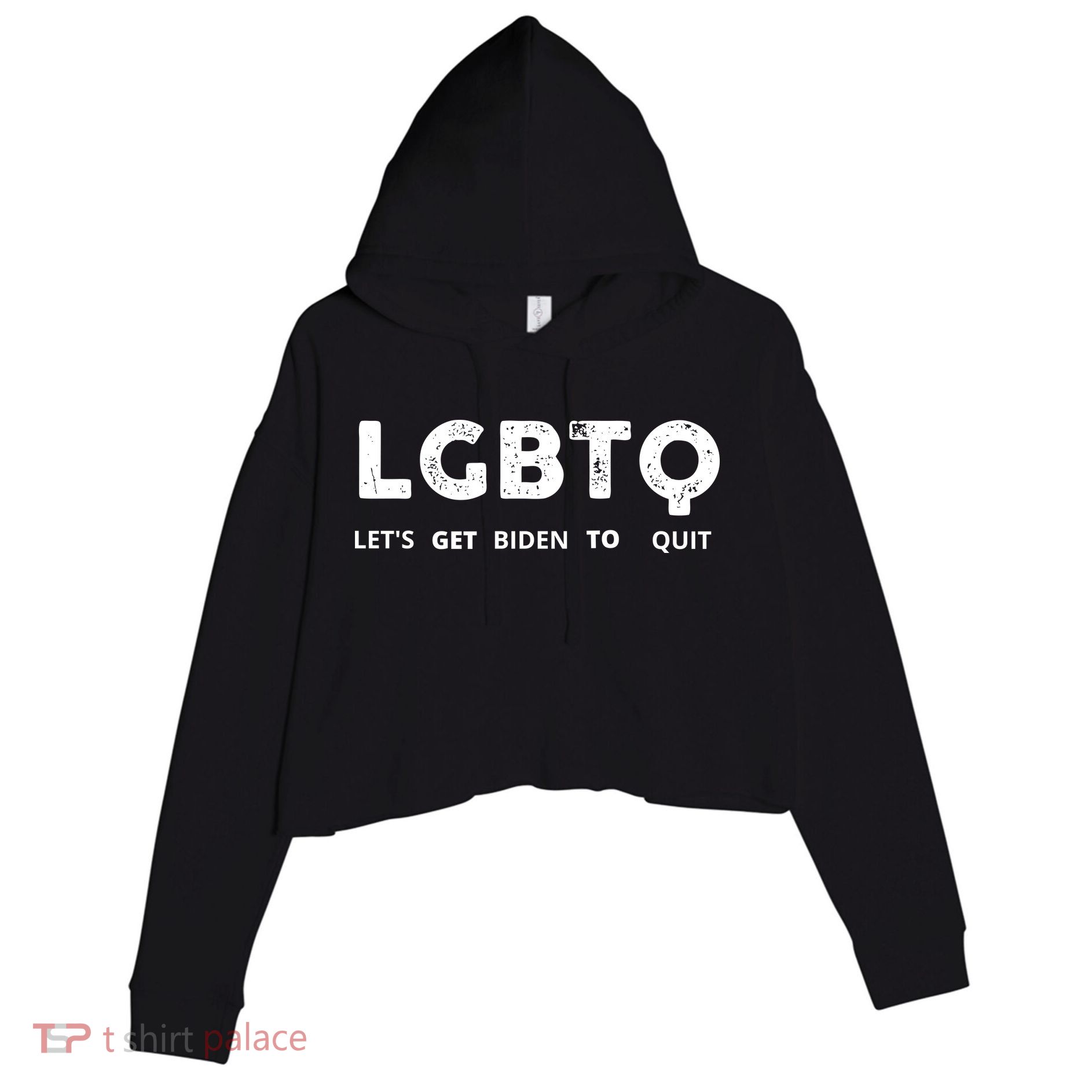 Funny LGBTQ Let's Get Biden To Quit Parody Design 2021 Crop Fleece Hoodie