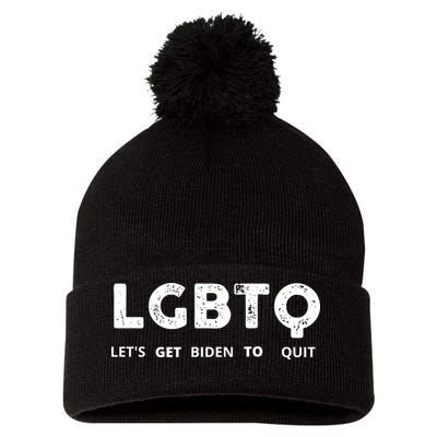 Funny LGBTQ Let's Get Biden To Quit Parody Design 2021 Pom Pom 12in Knit Beanie