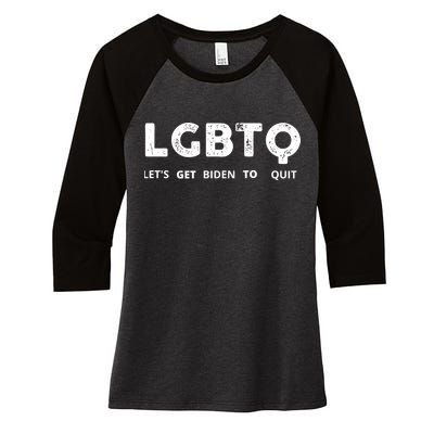 Funny LGBTQ Let's Get Biden To Quit Parody Design 2021 Women's Tri-Blend 3/4-Sleeve Raglan Shirt