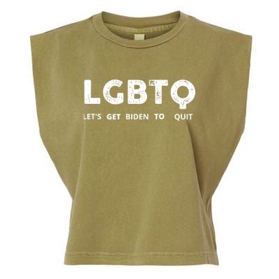 Funny LGBTQ Let's Get Biden To Quit Parody Design 2021 Garment-Dyed Women's Muscle Tee