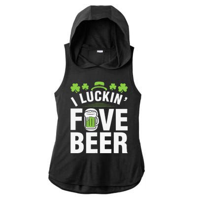 Funny Luck Love Beer Shamrock Happy Saint Patrick's Day Ladies PosiCharge Tri-Blend Wicking Draft Hoodie Tank