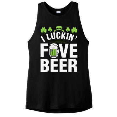 Funny Luck Love Beer Shamrock Happy Saint Patrick's Day Ladies PosiCharge Tri-Blend Wicking Tank