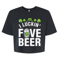 Funny Luck Love Beer Shamrock Happy Saint Patrick's Day Bella+Canvas Jersey Crop Tee