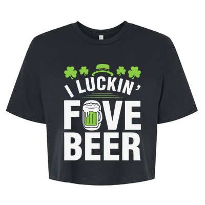 Funny Luck Love Beer Shamrock Happy Saint Patrick's Day Bella+Canvas Jersey Crop Tee